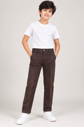 Boys’ Premium Chocolate Brown Formal Trousers | Smart Straight-Fit Pants for Casual & Occasion Wear