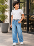 Light Blue Wide-Leg Jeans for Kids | Boys Casual Denim