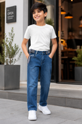 Blue Denim Jeans for Kids | Boys Straight Fit Casual Jeans