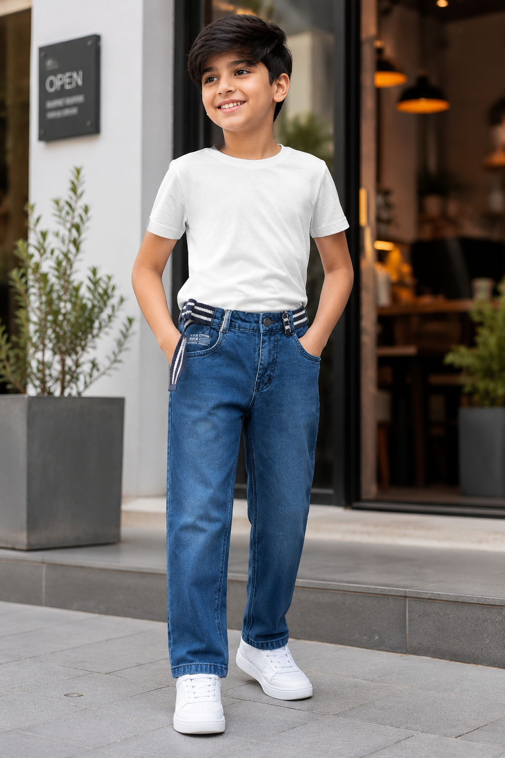 Blue Denim Jeans for Kids | Boys Straight Fit Casual Jeans