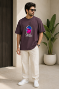 Men’s Dark Purple Graphic Print Oversized T-Shirt