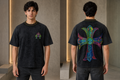 Black Neon Embroidered Oversized T-Shirt for Men | Streetwear Tee