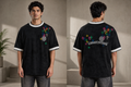 Black Multicolour Embroidered Oversized T-Shirt for Men | Streetwear Tee