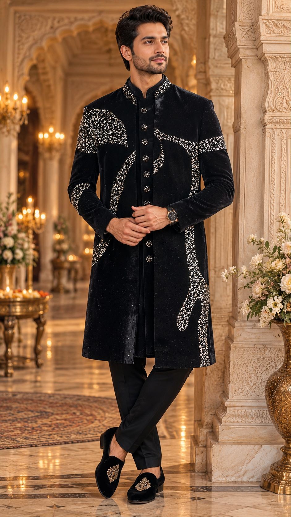 Black Sovereign Embellished Indo Western
