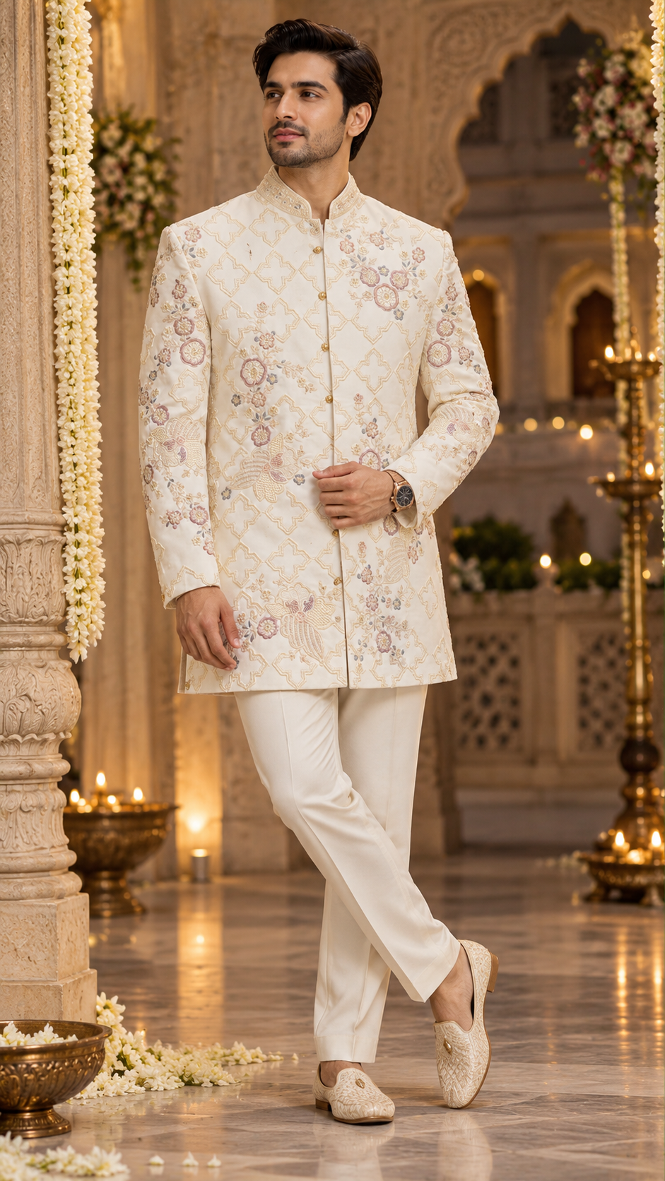 Ivory Gulzar Embroidered Jodhpuri