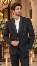 Noir Élan Embellished Tuxedo Suit