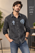 Charcoal Crest Denim Shirt