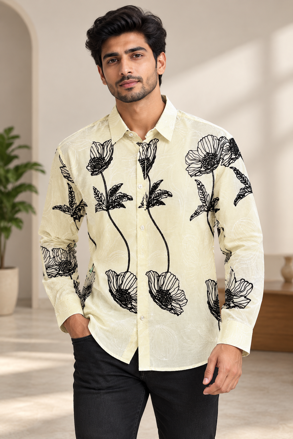Ivory Noir Botanical Shirt