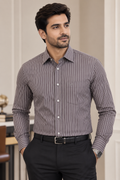 Blackberrys Grey Pinstripe Formal Shirt for Men | Full Sleeve Striped Shirt