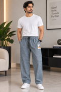 Grey Textured Relaxed Fit Track Pants for Men