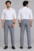 Men’s Light Grey Tailored Fit Formal Trousers | Solid Office & Business Wear Pants