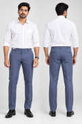 Men’s Steel Blue Tailored Fit Formal Trousers | Solid Office & Business Pants