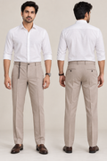 Men’s Light Taupe Tailored Fit Formal Trousers | Pleated Smart Office & Business Casual Pants