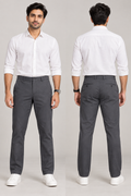 Men’s Charcoal Grey Regular Fit Trousers | Solid Smart Casual & Office Pants