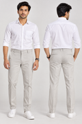 Men’s Light Grey Slim Fit Formal Trousers | Solid Tailored Office & Smart Casual Pants