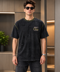 Washed Black Graphic Oversized T-Shirt for Men | Streetwear Tee