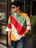 Men's Multicolour Geometric Colour-Block Shirt