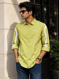 Men's Lime Green Contrast Panel Shirt